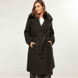 Lane Bryant Black Peacoat with Faux Fur Collar